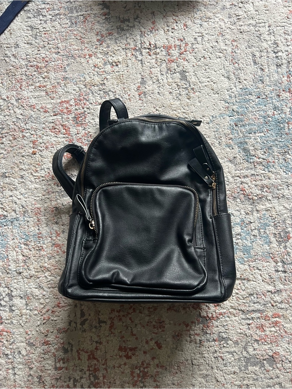 Black faux-Leather Backpack